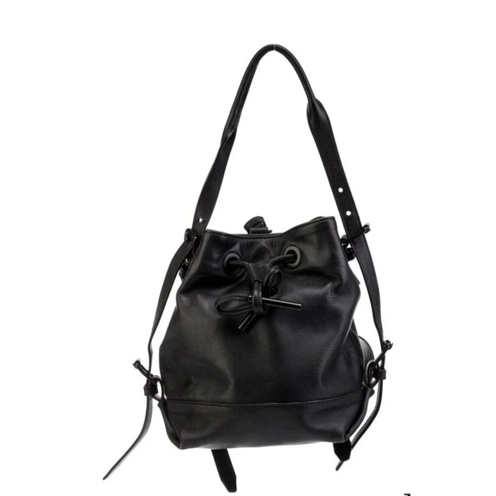 Opening Ceremony Black Izzy Convertible Backpack/ Bucket Bag Drawstring Handbag